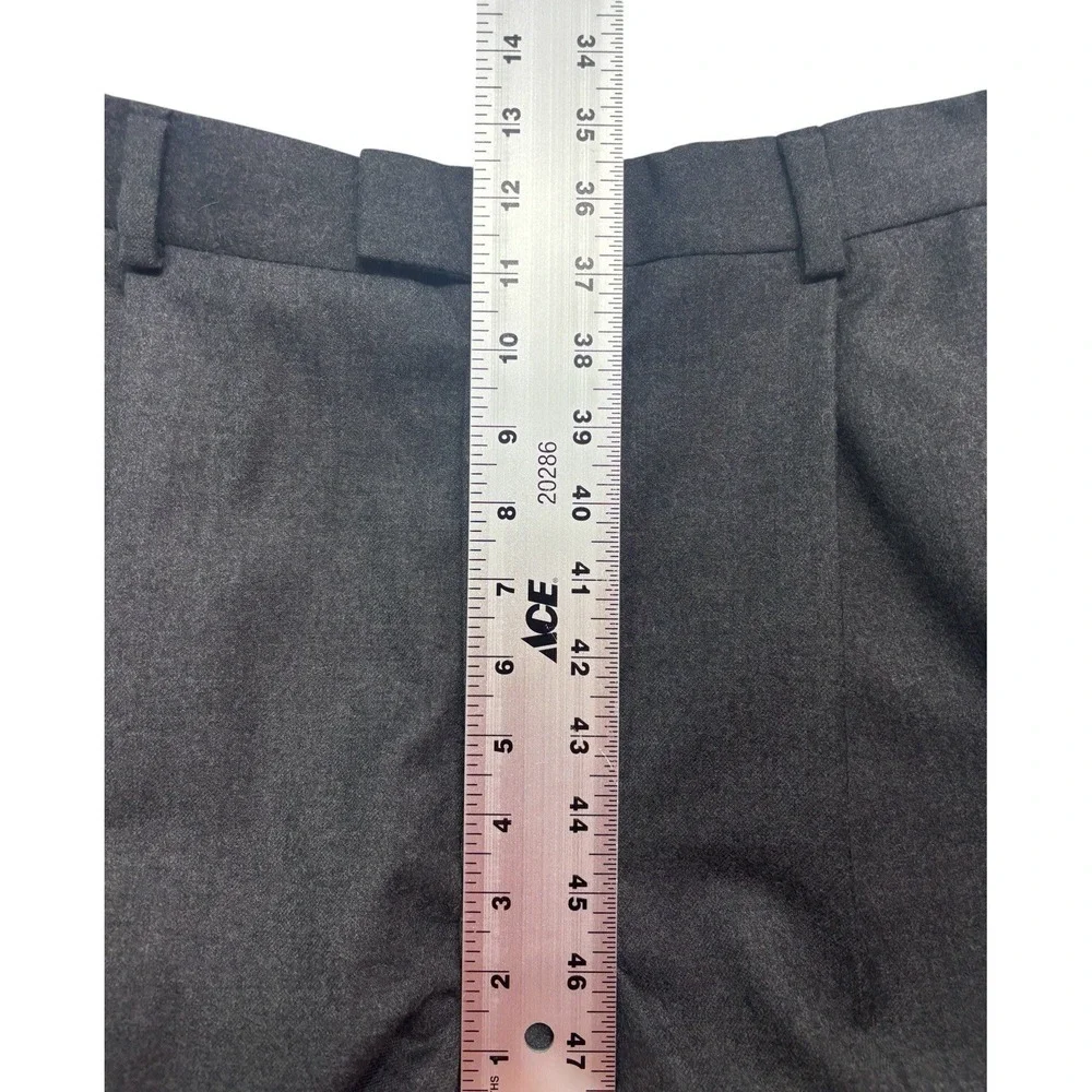 vtg 90s Eddie Bauer 36x32 Charcoal Flannel Wool Pants Trousers Pleated Cuffed‎